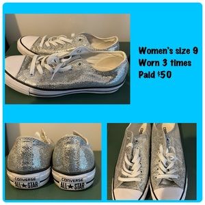 Women’s silver Converse Chuck Taylors